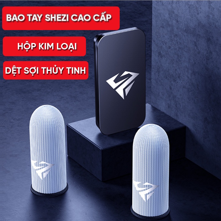 Bao tay chơi game ff siêu nhạy Sợi Thủy Tinh Nano Bạc Găng tay Mobile cảm ứng chống mồ hôi chống trượt - Bộ 2 ngón Tặng Box nắp trượt