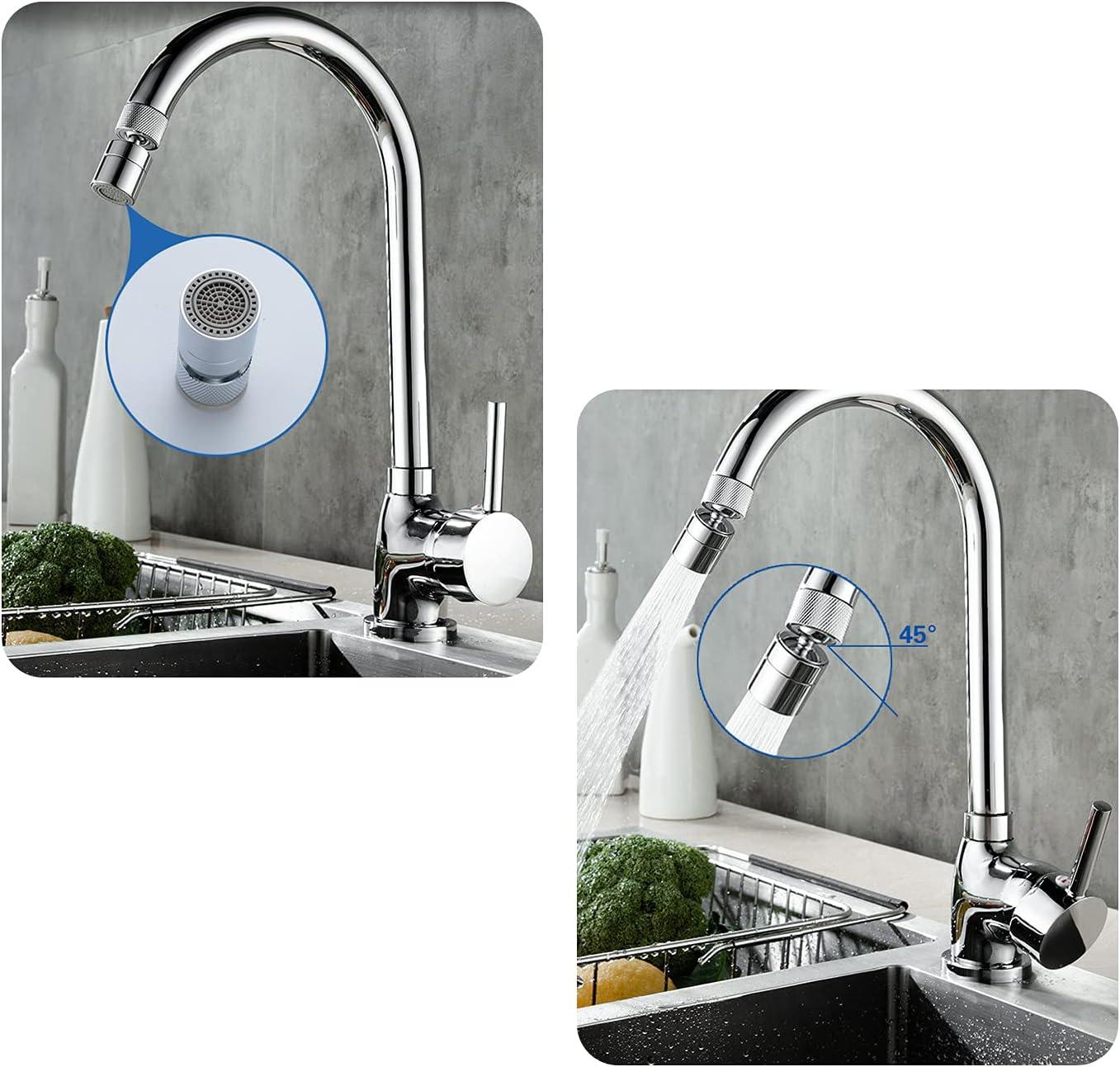 Bộ lọc tạo bọt cho vòi bếp bằng đồng thau có thể điều chỉnh 2 chế độ với bộ chuyển đổi vòi phun, thích hợp cho vòi có vòi ren ngoài M22 hoặc ren trong M24