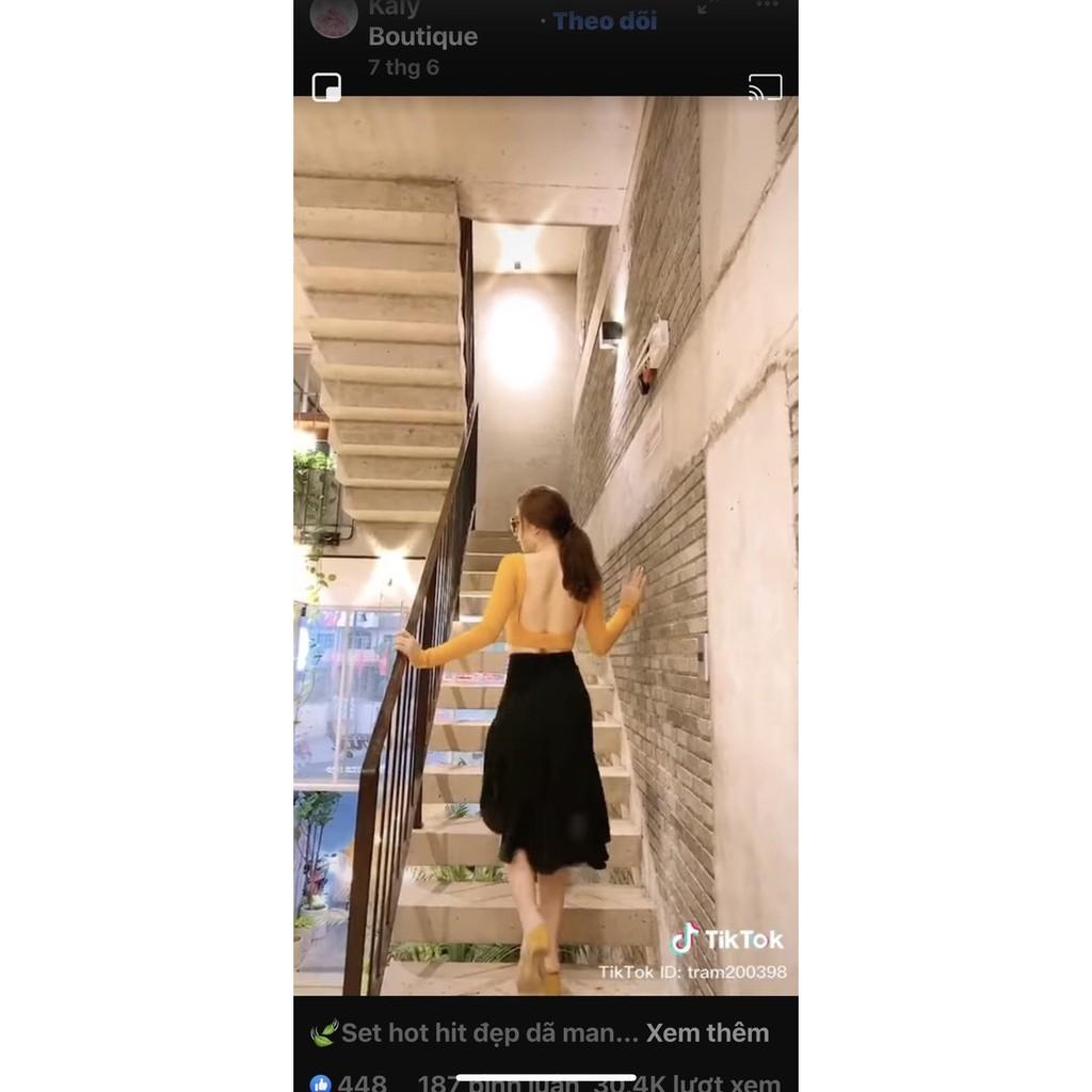 Set áo tay dài & chân váy xòe