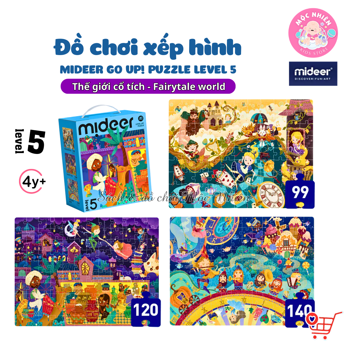 Đồ Chơi Xếp Hình Puzzle Mideer - Level 5 (03 tranh 99 - 120 và 140 mảnh ghép) - Dành cho bé từ 4 tuổi