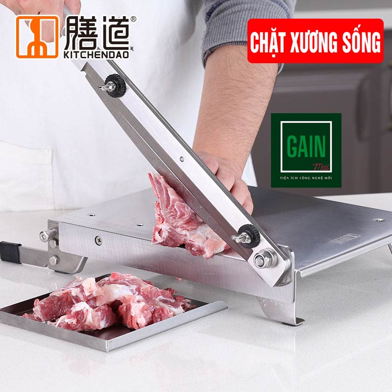 Máy Chặt Thịt, Máy Thái Thịt Đông Lạnh, Dao Chặt Thịt Gà, Chặt Xương Lợn, Chân Giò Nhỏ, Thái Rau Củ Quả, Thái Thuốc Bắc, Dao Thái Đa Năng, KD0288, Thép 30CR13, Inox 430 - Tặng Tay Mài Dao