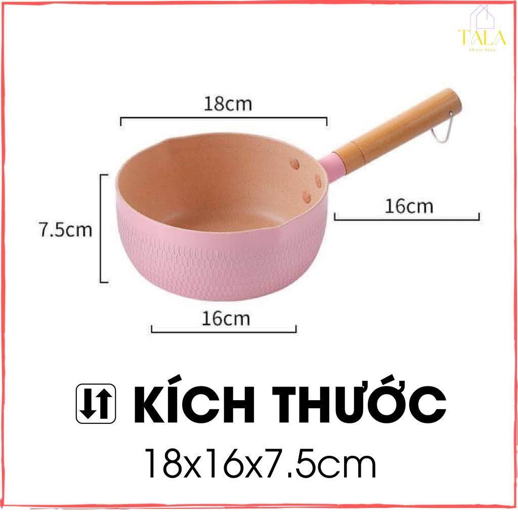 Chảo Chống Dính 18cm Đáy Sâu Kiểu Nhật - Chảo Chống Dính Chiên Xào, Nấu Bột Cho Bé Tay Cầm Gỗ