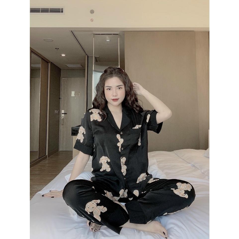 Đồ Bộ Ngủ Nguyên Set Pijama Cổ Thường Quần Dài Tay Ngắn Lụa Mango Thiết Kế Cao Cấp Không Xù Mẫu Hot 2021