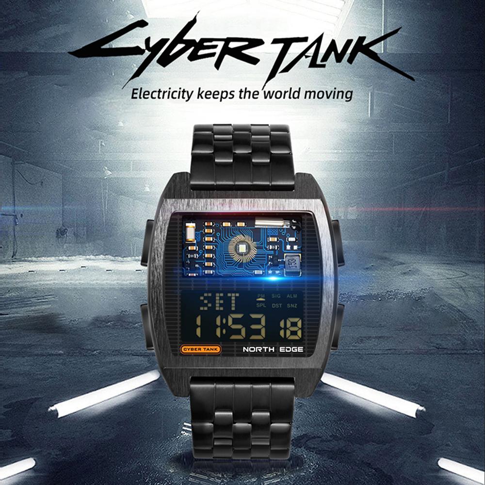 NORTH EDGE Men Digital Sport Watch 50M Waterproof Wrist Watch with Stopwatch Alarm Clock LED Backlight