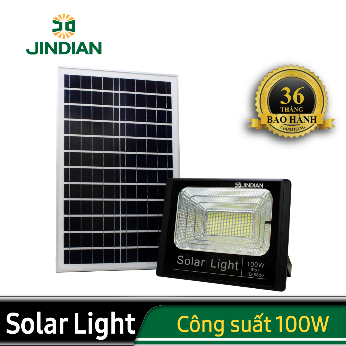 Đèn năng lượng mặt trời JD8800 100W - Hiệu JinDian