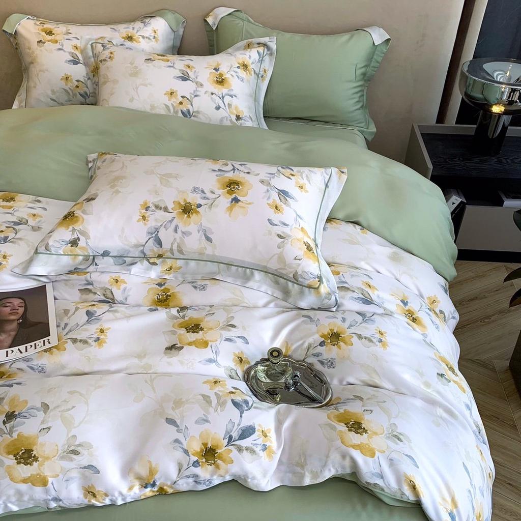 Bộ chăn ga gối lụa 100%Tencel 60s Họa tiết cao cấp, siêu mềm mát mịn - DESIGN 403