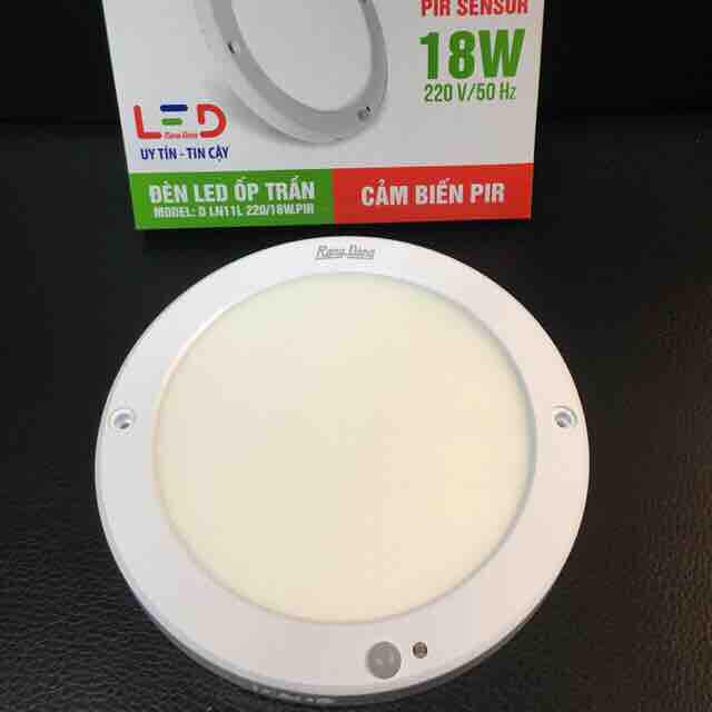 Đèn LED Ốp trần Mỏng Tròn Cảm Biến 18W Rạng Đông , Kích Thước 22x22 - Model: D LN11L