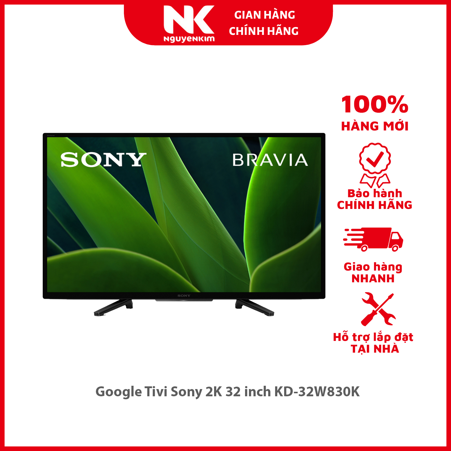 Google Tivi Sony 2K 32 inch KD-32W830K - Hàng chính hãng