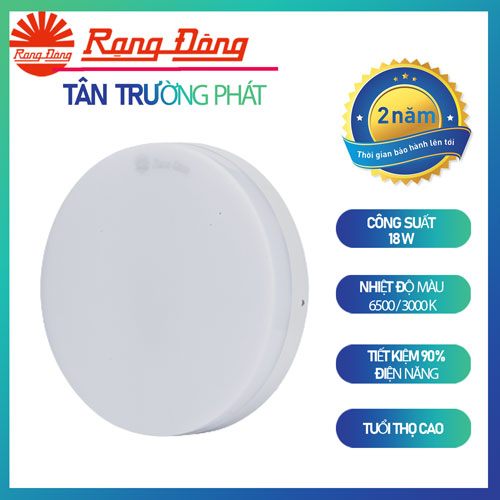 Đèn LED Ốp trần Tròn 18W Rạng Đông Model: LN12 220/18W