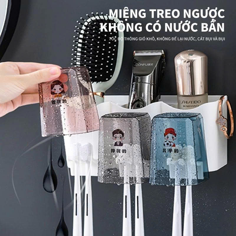 Bộ Nhả Kem Đánh Răng Tự Động Cao Cấp Kèm 4 Cốc – Kệ Để Bàn Chải Gắn Tường - 8