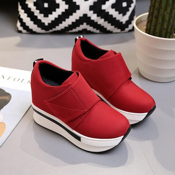 Giày sneaker đế xuồng vải bố cổ cao thời trang cho nữ