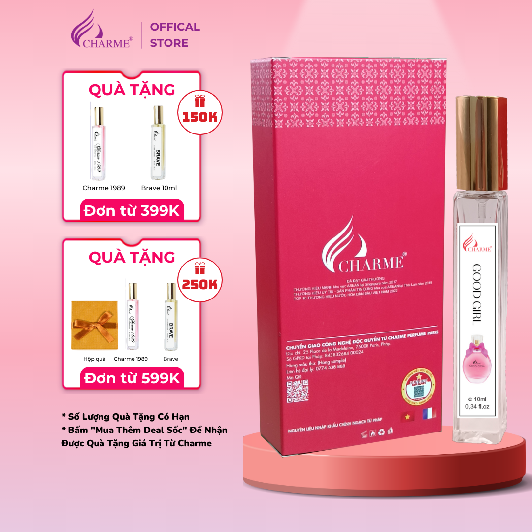 Nước hoa nữ cao cấp Charme Good Girl 10ml chai Test mini đem đến cảm giác ly kỳ, huyền bí khiến mọi người khám phá