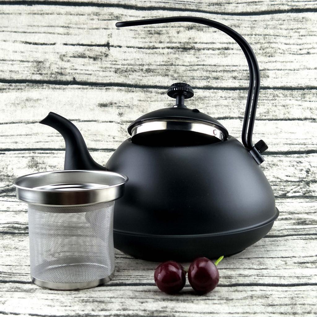 2Pcs 2L Black Stainless Steel Gooseneck Tea Coffee Kettle Camping Teapot