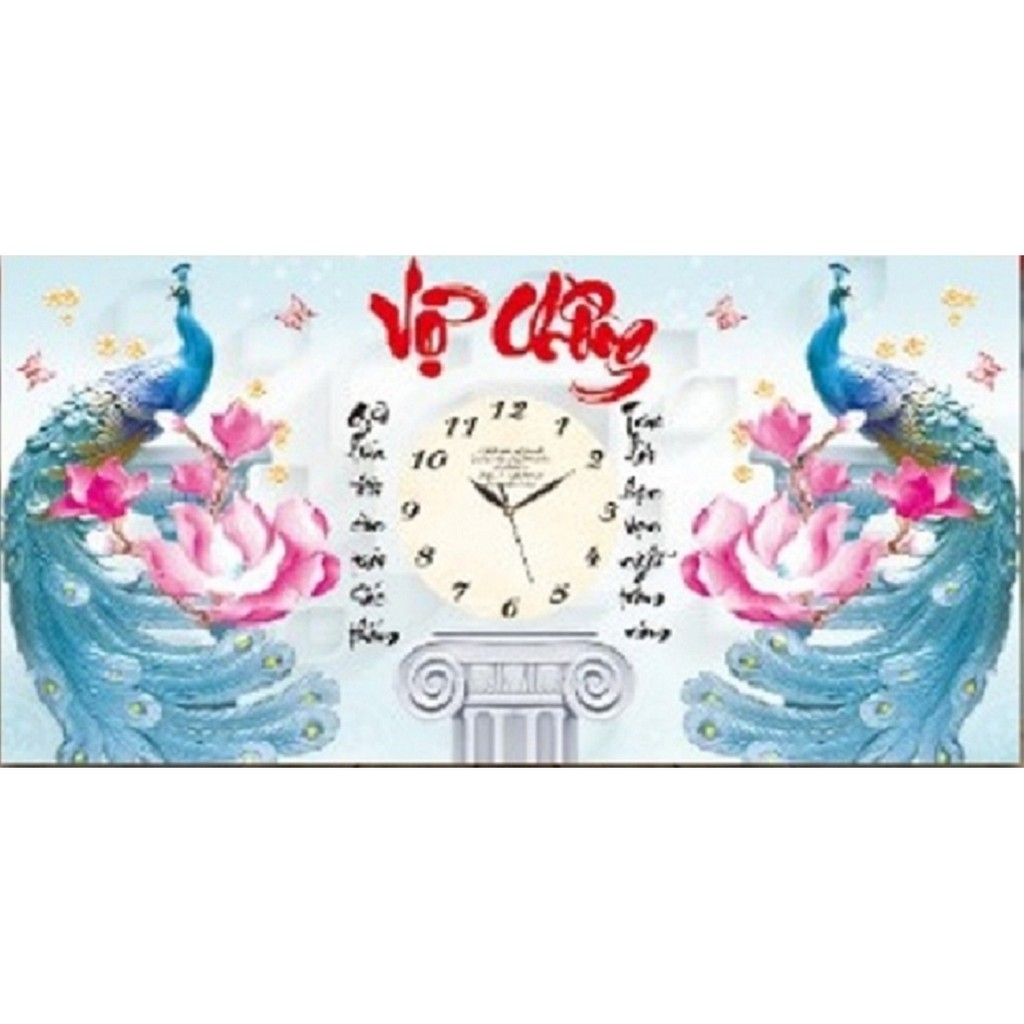 TRANH THÊU 3D ĐỒNG HỒ VỢ CHỒNG 62x35CM - TỰ THÊU