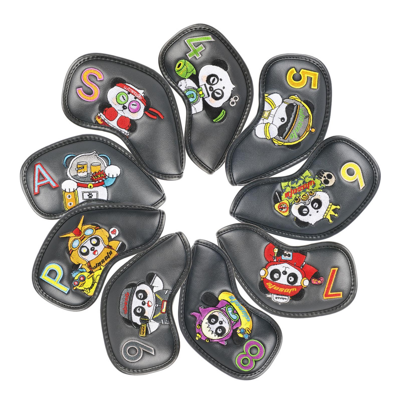 9x Golf Iron Headcovers Club Head Cover Protection Guard Men Gift PU Waterproof Embroidery Number Outdoor Sports Protective Headcover Sleeve