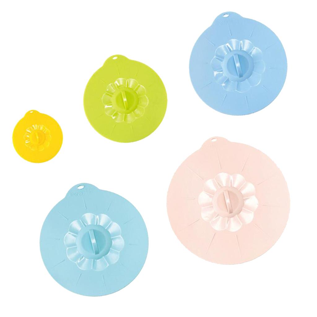 5pcs Silicone Wraps Seal Bowl Covers Food Saving Storage Stretch Lids Set
