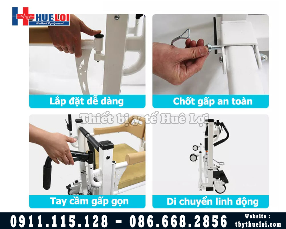 Xe Lăn Ghép Mảnh Đa Năng Nâng Hạ Bệnh Nhân