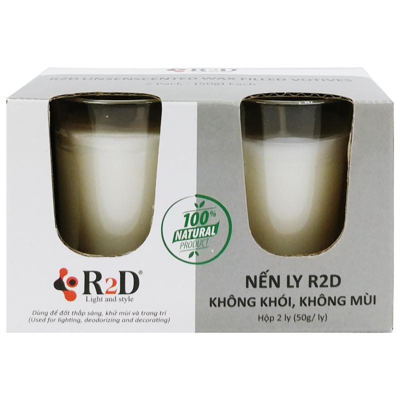 Hộp 2 Nến Ly Không Khói Không Mùi R2D (50gr/ Ly)