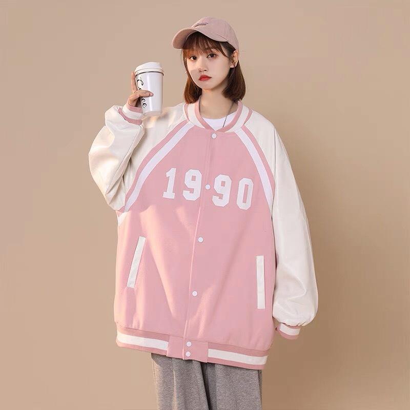 Áo Khoác Bomber Jacketam nữ chất Dù 2 Lớp 1990 Varsity Form Rộng Basic Phong Cách mới tpp617 bao đẹp