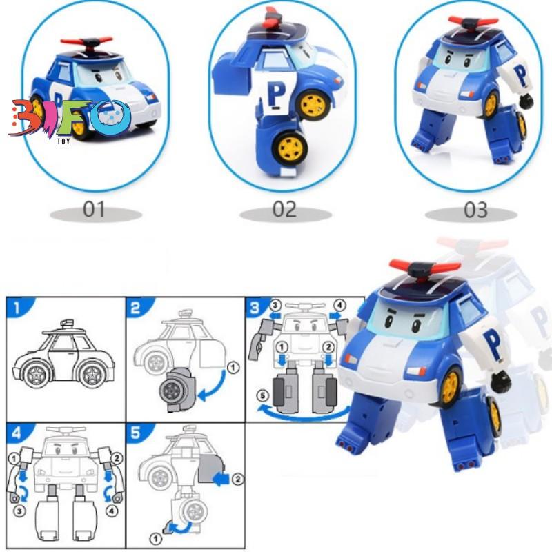 Đồ chơi biến hình biệt đội Robocar Poli 4 xe lắp ráp Policar 2 trong 1