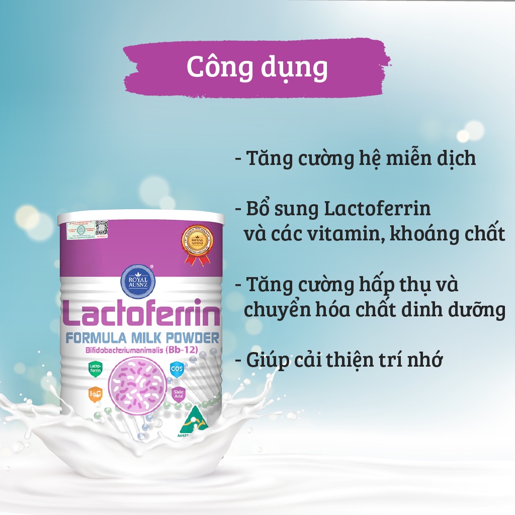 Combo 2 Hộp Sữa Bột Hoàng Gia Úc Lactoferrin Formula Milk BB-12 Tăng Cường Hệ Miễn Dịch ROYAL AUSNZ 100g