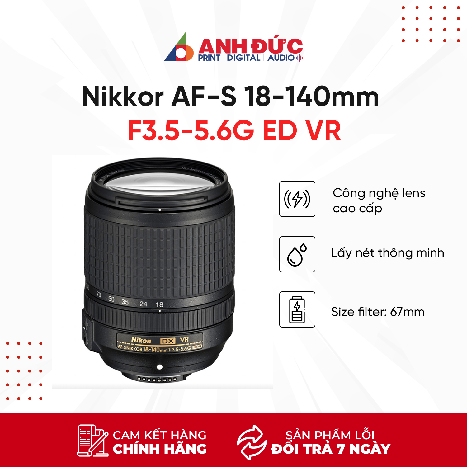 Lens Nikon  18-140mm F3.5-5.6G AF-S VR - Hàng chính hãng