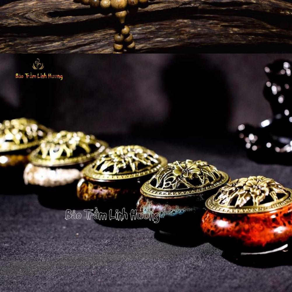 Lư Xông Trầm Hương - Đỉnh Đốt Nhang Bằng Gốm Vân Rạn Cao Cấp Thiết Kế Tinh Xảo Kèm Lót Bông Đế Chống Cháy bao_tram_linh_