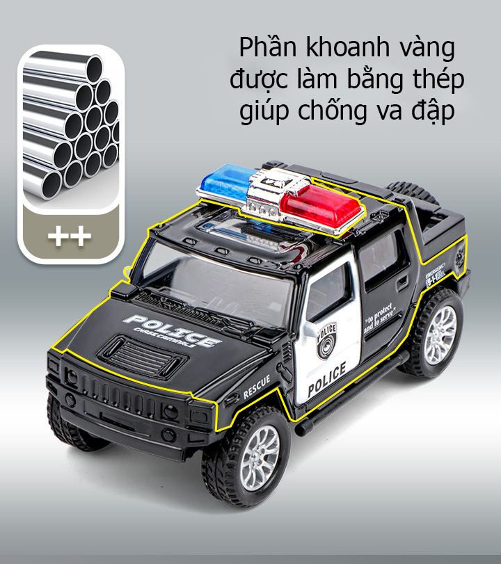 Đồ chơi mô hình xe ô tô cảnh sát KAVY - 01 bằng hợp kim chạy cót