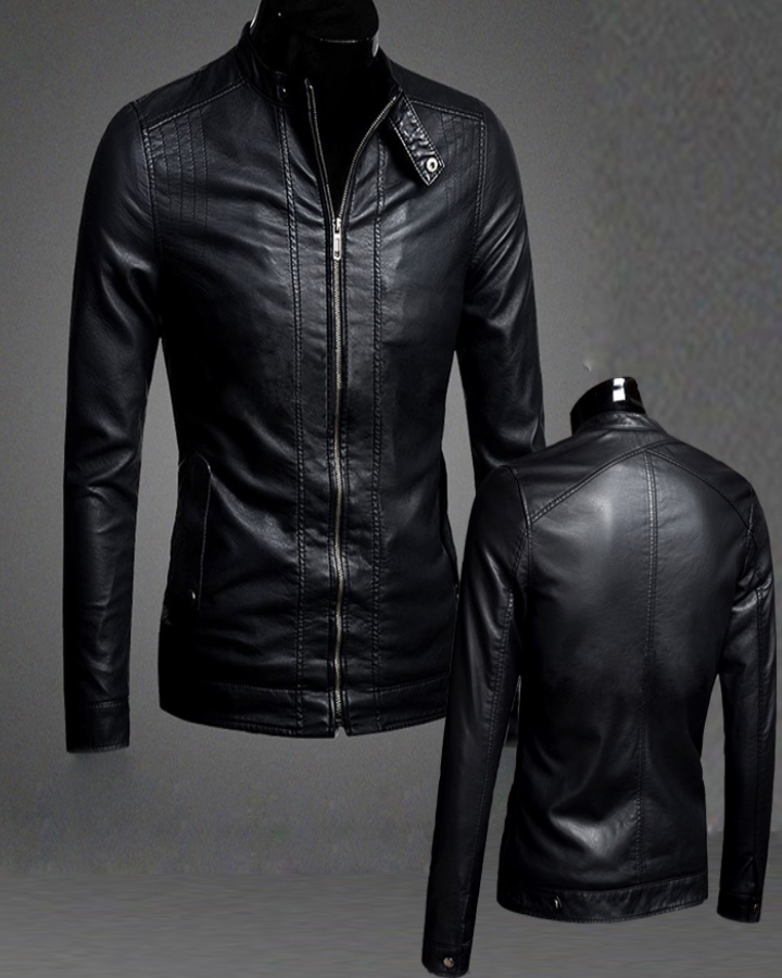 Áo Khoác Da Nam Đen Black Leather Cao Cấp AKD21