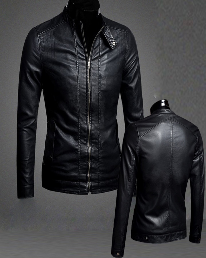 Áo Khoác Da Nam Đen Black Leather ShopN6 Cao Cấp AKD21