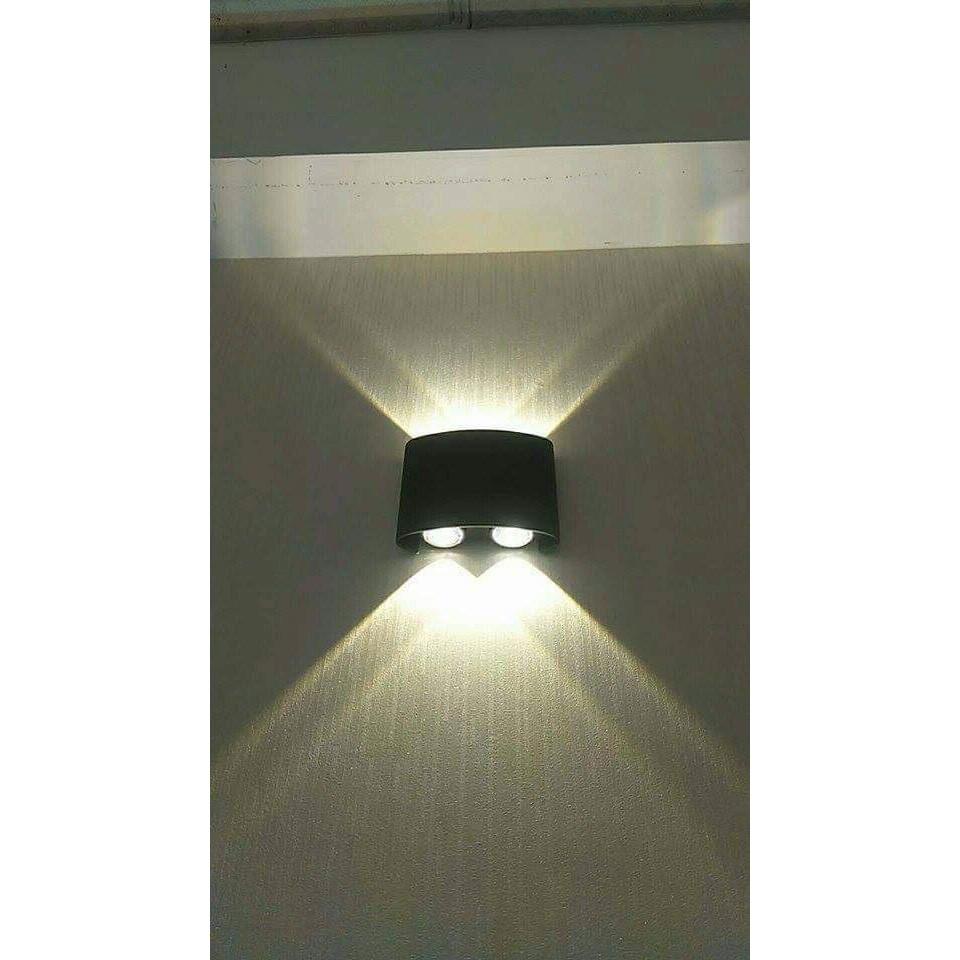 Đèn led gắn tường, Đèn tường led 2 đầu 4w ánh sáng vàng, đèn tường led nghệ thuật trang trí có chỉ số chống nước B115-4