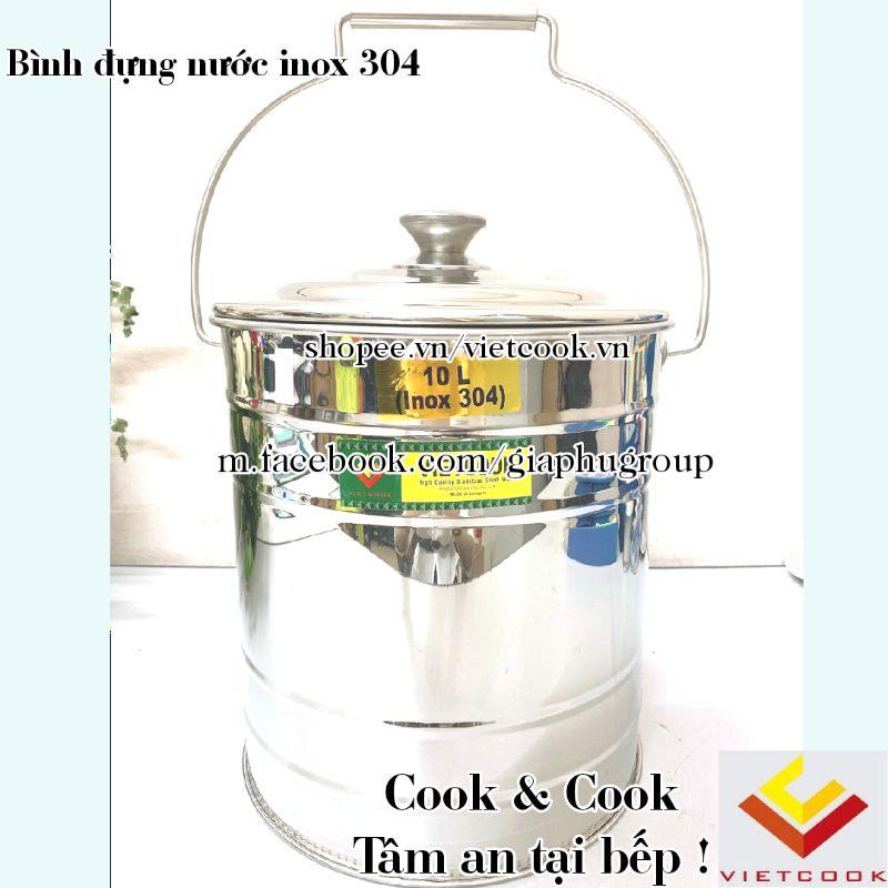 Bình sữa inox 304, bình inox 304 đựng nước canh, nước dùng, nước phở, thực phẩm dung tích 10, 15 lít có nắp