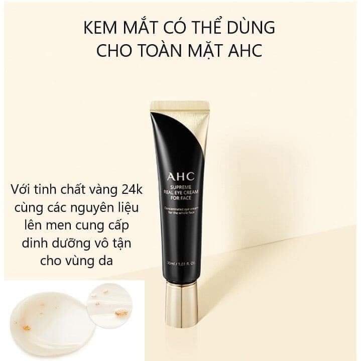 Kem Dưỡng Vùng Mắt AHC Ageless Real Eye Cream For Face mẫu mới 2021(30ml) Tặng kèm kẻ mắt nước