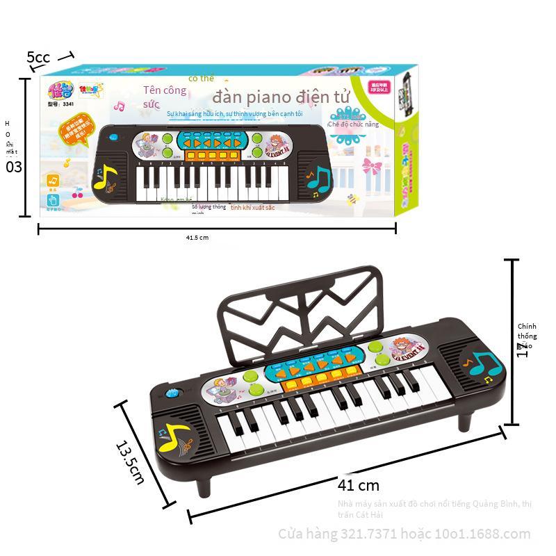 Đàn piano điện tử phong cách mới nhất dành cho trẻ em màu đen đa chức năng có micro đồ chơi trẻ em có thể chơi piano với nguồn điện