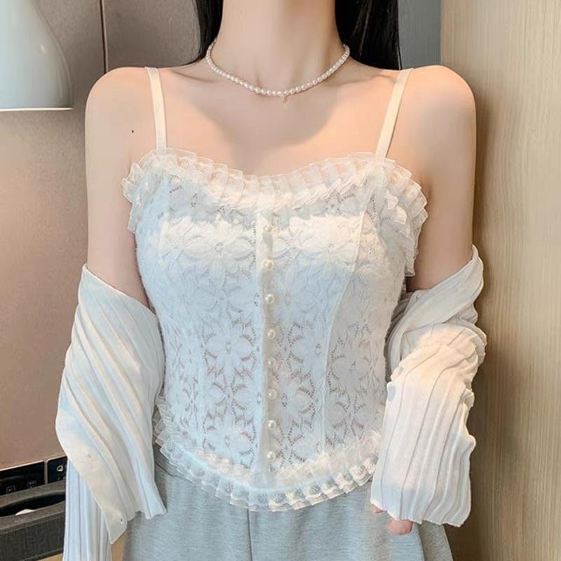 Áo hai dây ren mềm mịn có đệm mút hàng Quảng Châu cao cấp