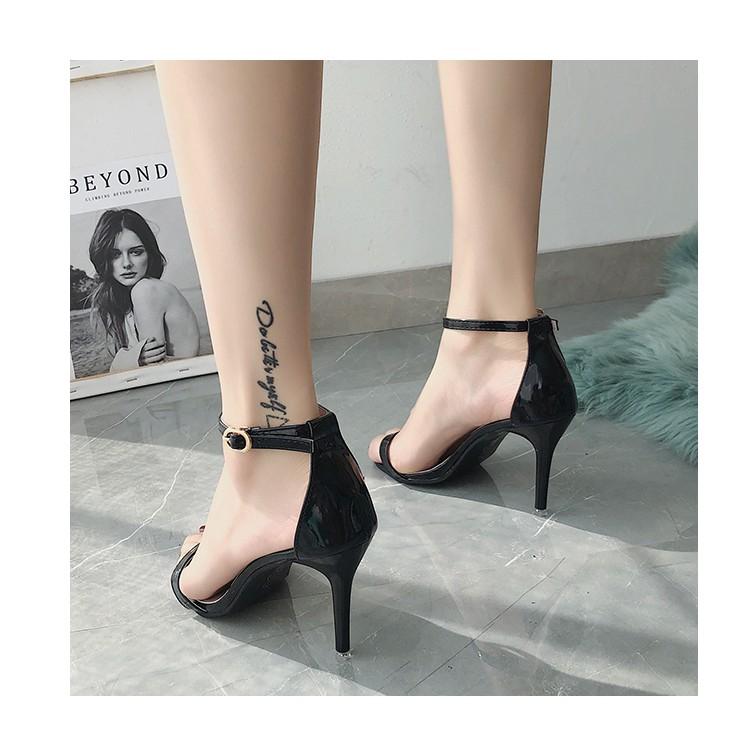 Hight heels women shoes buckle sexy patent leather high heel sandals