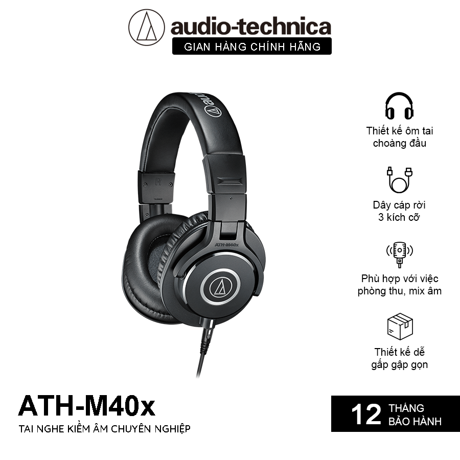 Tai nghe Audio-Technica Professional Hifi ATH-M40x HÀNG CHÍNH HÃNG