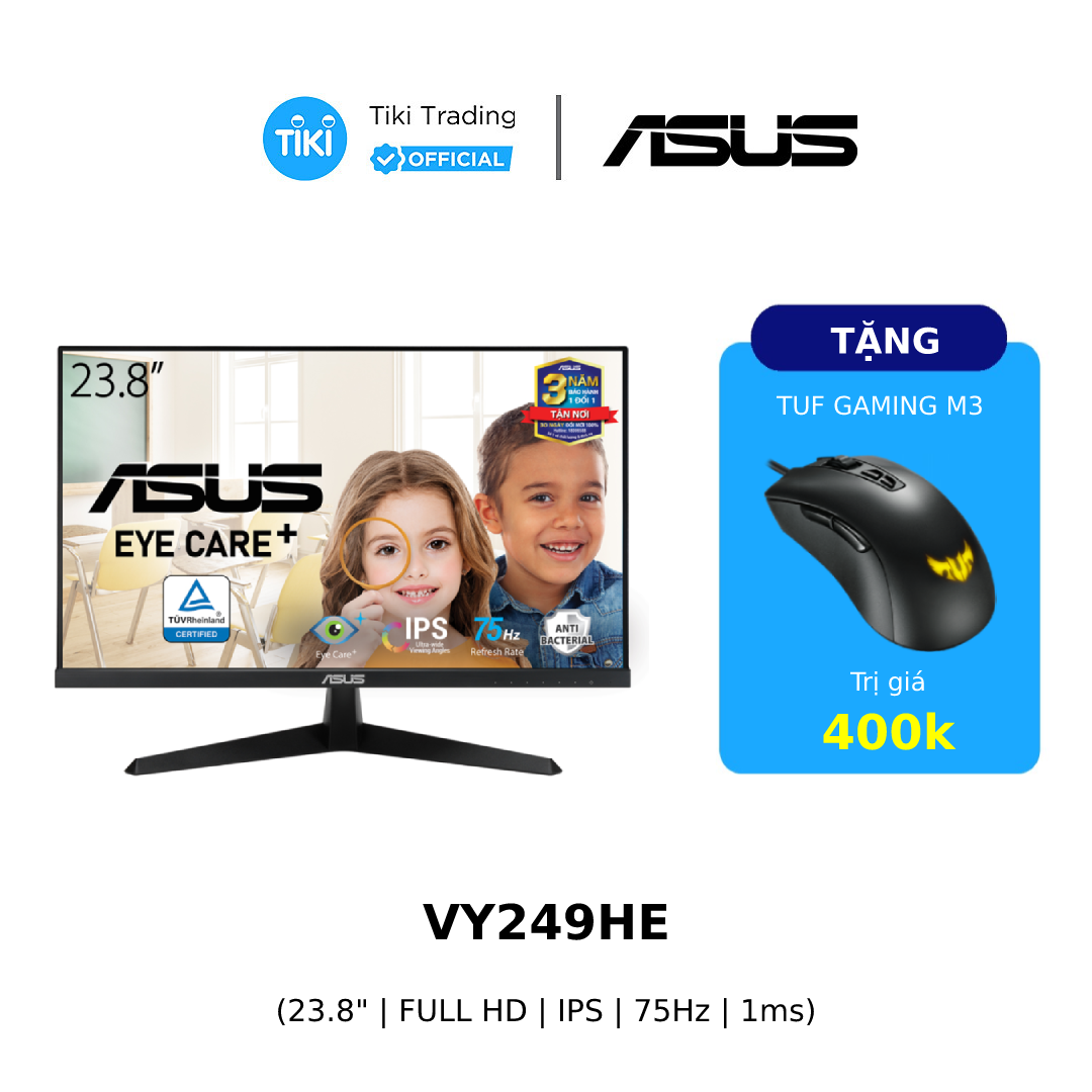 [Tặng chuột TUF Gaming M3] - Màn Hình Chơi Game Asus VY249HE (23.8inch/FHD/IPS/75Hz/1ms) - Hàng Chính Hãng