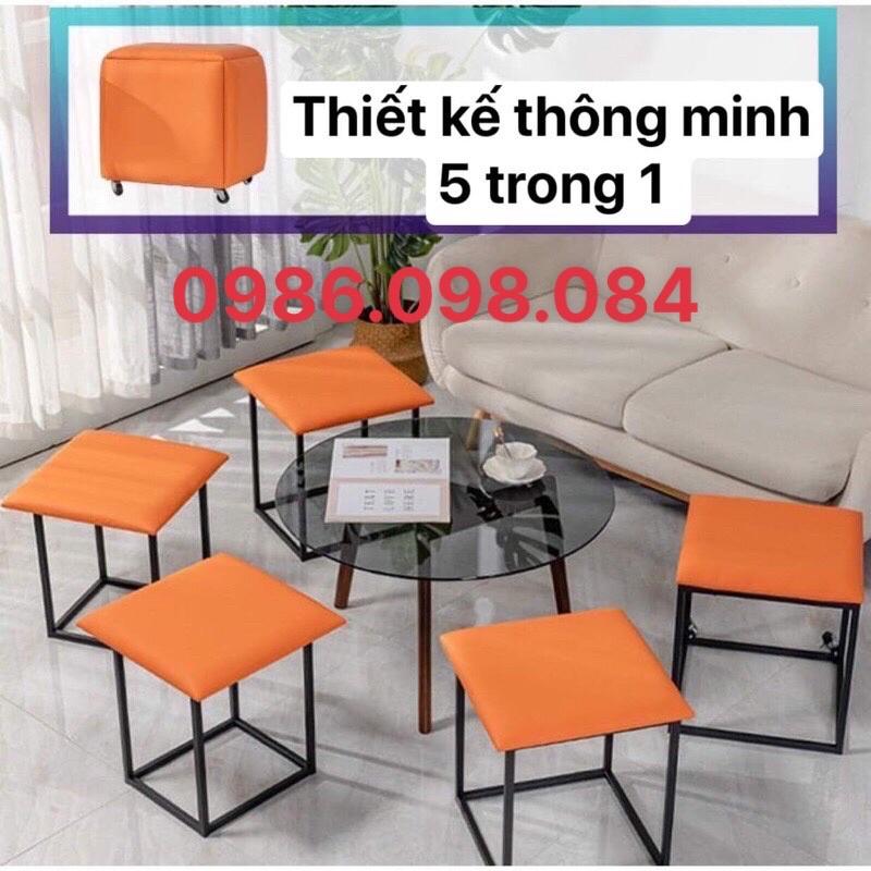 Ghế khối rubik, đôn ghế sofa gấp gọn 5 trong 1 có Bánh Xe Di Chuyển - ghế khối rubic phòng khách