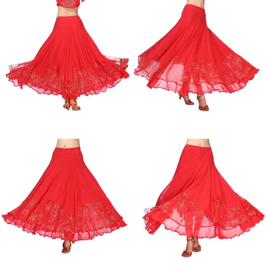 Women’s Flamenco Ballroom Dance Skirt Full Circle Swing Skirt Costume