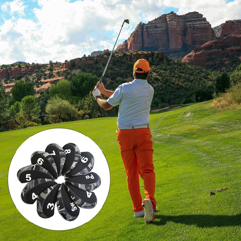 10Pcs/Pack Golf Iron Covers Set 3,4,5,6,7,8,9,S,A, Most Irons Soft