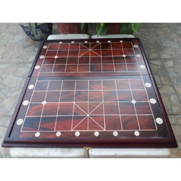 Bàn Cờ Gỗ Trắc 50x50cm Gấp Đôi Tiện Lợi