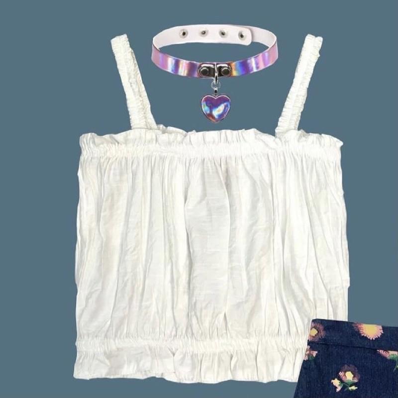 Áo hai dây cổ bèo chất cotton mát