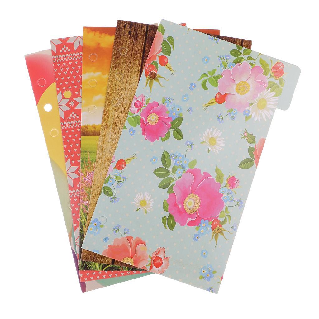5 Pieces Colorful 6 Holes Memo Paper Indexing Dividers Sheets For Journal Note Book Diary Cardstock