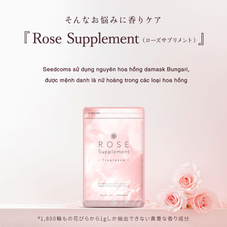 Viên Uống Tạo Hương Thơm Tự Nhiên Cho Cơ Thể Rose Supplement Seedcoms Nhật Bản