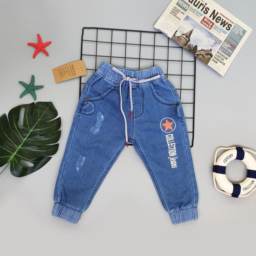 Quần dài jean thun mềm mại kiểu dáng cute cho bé trai gái size 2-10 ( 8-22kg