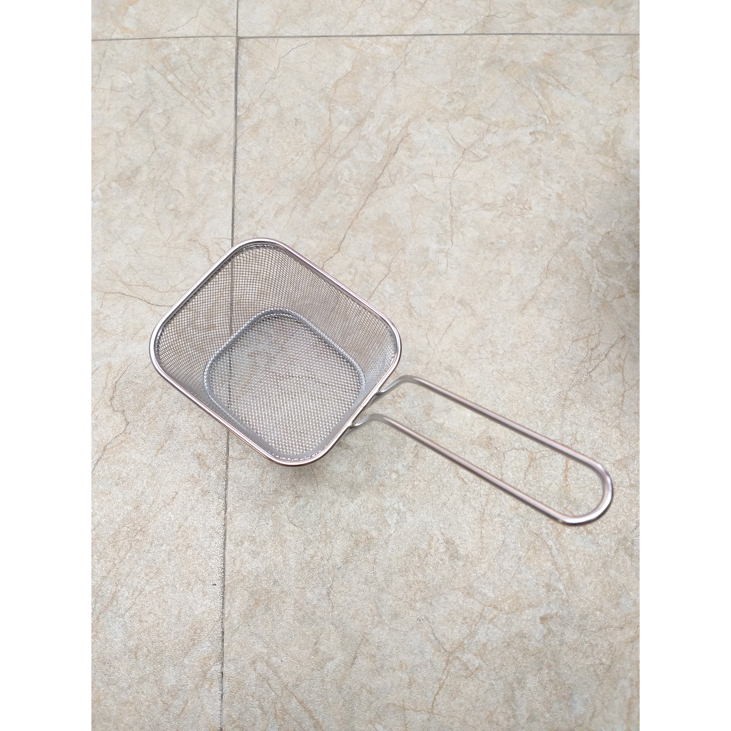 Giỏ để đồ chiên inox vuông quai dài