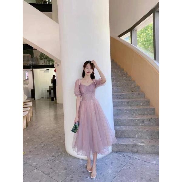 ĐẦM NỮ 2 DÂY BUỘC DỰ TIỆC DÁNG XOÈ