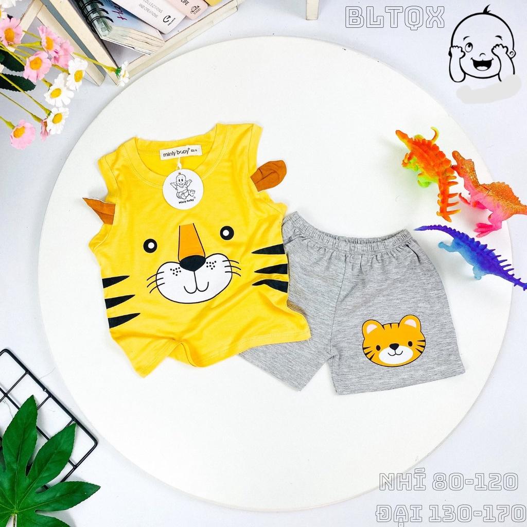 Đồ bộ bé trai, bộ ba lỗ mùa hè cho bé trai hình con vật ngộ nghĩnh từ 5-30kg chất thun cotton mềm mát