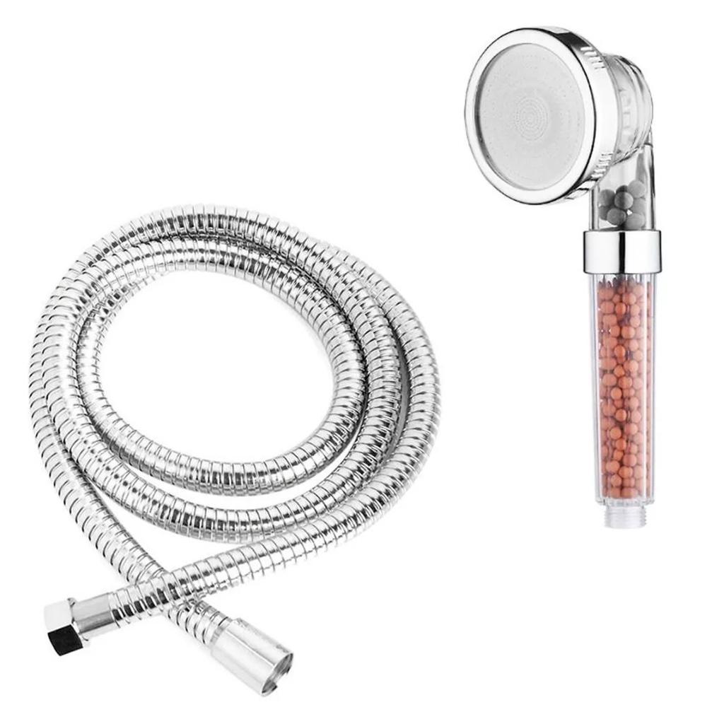 Vòi Tắm Hoa Sen Kèm Dây Dẫn Tăng Áp Lực Nước Có Hạt Lọc Hoạt Tính Chất Liệu Inox Không Gỉ Bền Chắc.